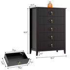 Commode Blanche Cannelée pour Chambre, Tour de Rangement Haute de 43 po avec 5 Tiroirs, Commode Moderne, Unité de Rangement pour Placard, Entrée