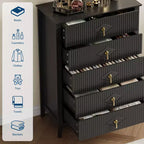 Commode Blanche Cannelée pour Chambre, Tour de Rangement Haute de 43 po avec 5 Tiroirs, Commode Moderne, Unité de Rangement pour Placard, Entrée