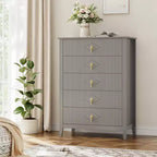 Commode Blanche Cannelée pour Chambre, Tour de Rangement Haute de 43 po avec 5 Tiroirs, Commode Moderne, Unité de Rangement pour Placard, Entrée