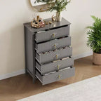 Commode Blanche Cannelée pour Chambre, Tour de Rangement Haute de 43 po avec 5 Tiroirs, Commode Moderne, Unité de Rangement pour Placard, Entrée