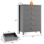 Commode Blanche Cannelée pour Chambre, Tour de Rangement Haute de 43 po avec 5 Tiroirs, Commode Moderne, Unité de Rangement pour Placard, Entrée