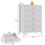 Commode Blanche Cannelée pour Chambre, Tour de Rangement Haute de 43 po avec 5 Tiroirs, Commode Moderne, Unité de Rangement pour Placard, Entrée