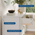 Commode Blanche Cannelée pour Chambre, Tour de Rangement Haute de 43 po avec 5 Tiroirs, Commode Moderne, Unité de Rangement pour Placard, Entrée