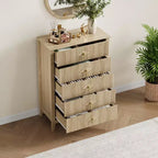 Commode Blanche Cannelée pour Chambre, Tour de Rangement Haute de 43 po avec 5 Tiroirs, Commode Moderne, Unité de Rangement pour Placard, Entrée