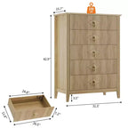 Commode Blanche Cannelée pour Chambre, Tour de Rangement Haute de 43 po avec 5 Tiroirs, Commode Moderne, Unité de Rangement pour Placard, Entrée