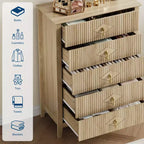 Commode Blanche Cannelée pour Chambre, Tour de Rangement Haute de 43 po avec 5 Tiroirs, Commode Moderne, Unité de Rangement pour Placard, Entrée