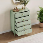 Commode Blanche Cannelée pour Chambre, Tour de Rangement Haute de 43 po avec 5 Tiroirs, Commode Moderne, Unité de Rangement pour Placard, Entrée