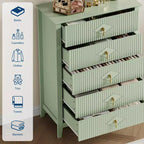 Commode Blanche Cannelée pour Chambre, Tour de Rangement Haute de 43 po avec 5 Tiroirs, Commode Moderne, Unité de Rangement pour Placard, Entrée