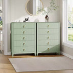 Fluted White Dresser for Bedroom, 43 Tall Storage Dresser Tower with 5 Drawers, Modern Chest of Drawers, Storage Organizer Unit for Closet, Entryway