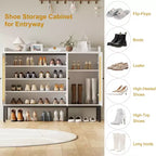 Buffet en rotin à 3 portes avec rangement, meuble de rangement pour chaussures en bois autoportant avec étagère réglable, meuble à chaussures étroit pour entrée
