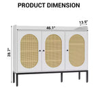 Buffet en rotin à 3 portes avec rangement, meuble de rangement pour chaussures en bois autoportant avec étagère réglable, meuble à chaussures étroit pour entrée