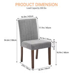 Lot de 2 chaises de salle à manger, chaises de salle à manger capitonnées à rayures avec pieds en bois, chaise de cuisine avec dossier haut rembourré et pieds réglables