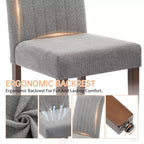 Lot de 2 chaises de salle à manger, chaises de salle à manger capitonnées à rayures avec pieds en bois, chaise de cuisine avec dossier haut rembourré et pieds réglables