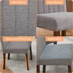 Lot de 2 chaises de salle à manger, chaises de salle à manger capitonnées à rayures avec pieds en bois, chaise de cuisine avec dossier haut rembourré et pieds réglables