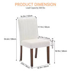 Lot de 2 chaises de salle à manger, chaises de salle à manger capitonnées à rayures avec pieds en bois, chaise de cuisine avec dossier haut rembourré et pieds réglables