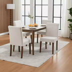 Lot de 2 chaises de salle à manger, chaises de salle à manger capitonnées à rayures avec pieds en bois, chaise de cuisine avec dossier haut rembourré et pieds réglables