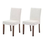 Dining chair set of 2, upholstered striped tufted dining chair with wooden legs, kitchen chair with upholstered high back and adjustable feet