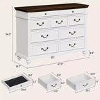 Commode de ferme à 9 tiroirs de 120 cm de large pour chambre à coucher et salon