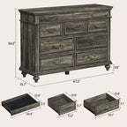 Commode de ferme à 9 tiroirs de 120 cm de large pour chambre à coucher et salon