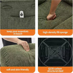 Fauteuil inclinable massant avec fonction de chauffage, fauteuil inclinable et pivotant à 360° pour adultes, fauteuil de nurserie en lin avec poche latérale, deux porte-gobelets
