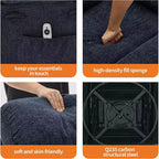 Fauteuil inclinable massant avec fonction de chauffage, fauteuil inclinable et pivotant à 360° pour adultes, fauteuil de nurserie en lin avec poche latérale, deux porte-gobelets