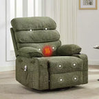 Fauteuil inclinable massant avec fonction de chauffage, fauteuil inclinable et pivotant à 360° pour adultes, fauteuil de nurserie en lin avec poche latérale, deux porte-gobelets