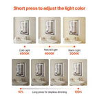 Armoire de toilette lumineuse avec miroir, 24 x 30 po encastrée ou murale, armoire de toilette à intensité variable 3 couleurs, argent