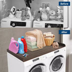 Plan de travail pour lave-linge/sèche-linge, 137x70 cm, en bois étanche – Rebord de protection, antidérapant, pour l'organisation de la buanderie