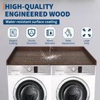 Plan de travail pour lave-linge/sèche-linge, 137x70 cm, en bois étanche – Rebord de protection, antidérapant, pour l'organisation de la buanderie