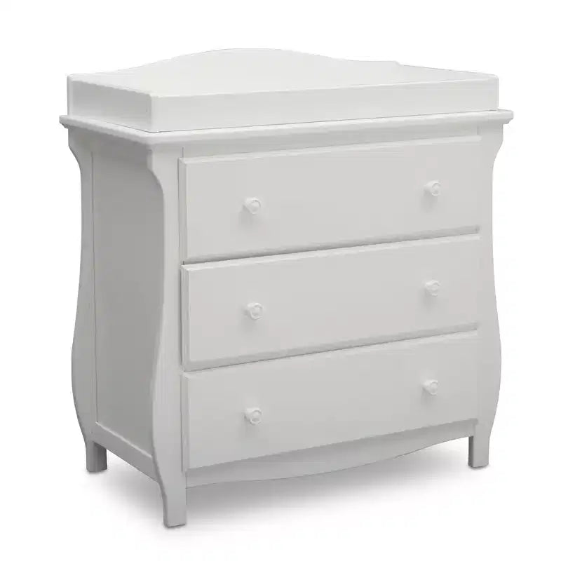 Commode 3 tiroirs Lancaster avec plan à langer et tiroirs à verrouillage, Blanc Bianca