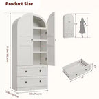 Garde-manger de cuisine, Garde-manger de cuisine haut de 72 po à arche, Armoire en bois polyvalente de style campagnard avec tiroirs, Armoire de style ferme moderne