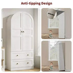Garde-manger de cuisine, Garde-manger de cuisine haut de 72 po à arche, Armoire en bois polyvalente de style campagnard avec tiroirs, Armoire de style ferme moderne