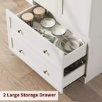 Garde-manger de cuisine, Garde-manger de cuisine haut de 72 po à arche, Armoire en bois polyvalente de style campagnard avec tiroirs, Armoire de style ferme moderne