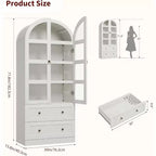 Garde-manger de cuisine, Garde-manger de cuisine haut de 72 po à arche, Armoire en bois polyvalente de style campagnard avec tiroirs, Armoire de style ferme moderne