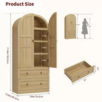 Garde-manger de cuisine, Garde-manger de cuisine haut de 72 po à arche, Armoire en bois polyvalente de style campagnard avec tiroirs, Armoire de style ferme moderne