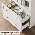 Garde-manger de cuisine, Garde-manger de cuisine haut de 72 po à arche, Armoire en bois polyvalente de style campagnard avec tiroirs, Armoire de style ferme moderne