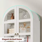 Garde-manger de cuisine, Garde-manger de cuisine haut de 72 po à arche, Armoire en bois polyvalente de style campagnard avec tiroirs, Armoire de style ferme moderne