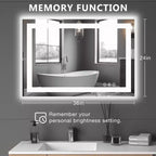 Miroir de salle de bain anti-buée à double source et trois modes