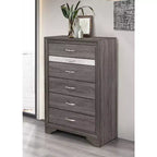 Commode verticale en mélamine de 4 tiroirs, 48 cm de hauteur, au fini gris