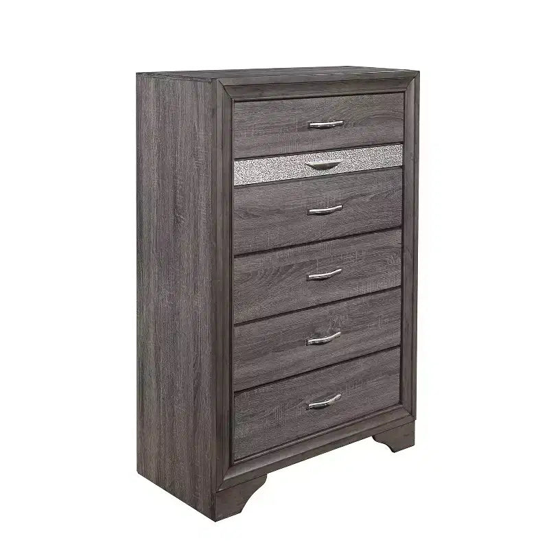 Commode verticale en mélamine de 4 tiroirs, 48 cm de hauteur, au fini gris