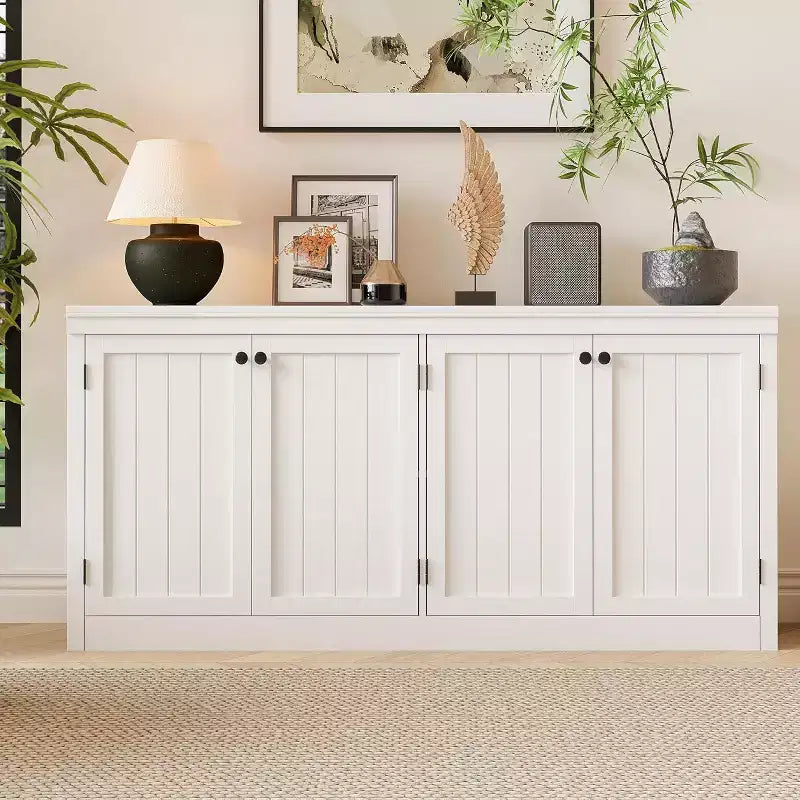 Bahut 4 portes de 160 cm, Buffet de rangement moderne pour le salon, la salle à manger et le bureau