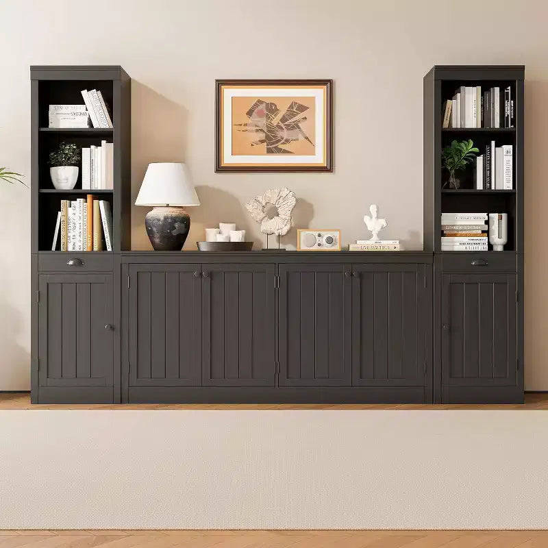 Bahut 4 portes de 160 cm, Buffet de rangement moderne pour le salon, la salle à manger et le bureau