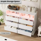 Commode de chambre à coucher, commode à 6 tiroirs, commode large à 6 tiroirs avec espace ouvert, armoire de rangement moderne grande capacité, salon, couloir