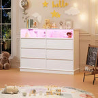 Commode de chambre à coucher, commode à 6 tiroirs, commode large à 6 tiroirs avec espace ouvert, armoire de rangement moderne grande capacité, salon, couloir
