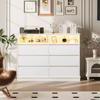 Commode de chambre à coucher, commode à 6 tiroirs, commode large à 6 tiroirs avec espace ouvert, armoire de rangement moderne grande capacité, salon, couloir