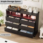 Commode de chambre à coucher, commode à 6 tiroirs, commode large à 6 tiroirs avec espace ouvert, armoire de rangement moderne grande capacité, salon, couloir