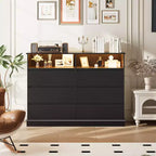 Commode de chambre à coucher, commode à 6 tiroirs, commode large à 6 tiroirs avec espace ouvert, armoire de rangement moderne grande capacité, salon, couloir