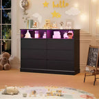 Commode de chambre à coucher, commode à 6 tiroirs, commode large à 6 tiroirs avec espace ouvert, armoire de rangement moderne grande capacité, salon, couloir