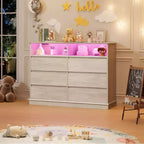 Commode de chambre à coucher, commode à 6 tiroirs, commode large à 6 tiroirs avec espace ouvert, armoire de rangement moderne grande capacité, salon, couloir