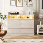 Commode de chambre à coucher, commode à 6 tiroirs, commode large à 6 tiroirs avec espace ouvert, armoire de rangement moderne grande capacité, salon, couloir